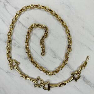 Vintage Accessory Accent Signed Horsebit Gold Tone Chain Link Belt One Size OS ✨